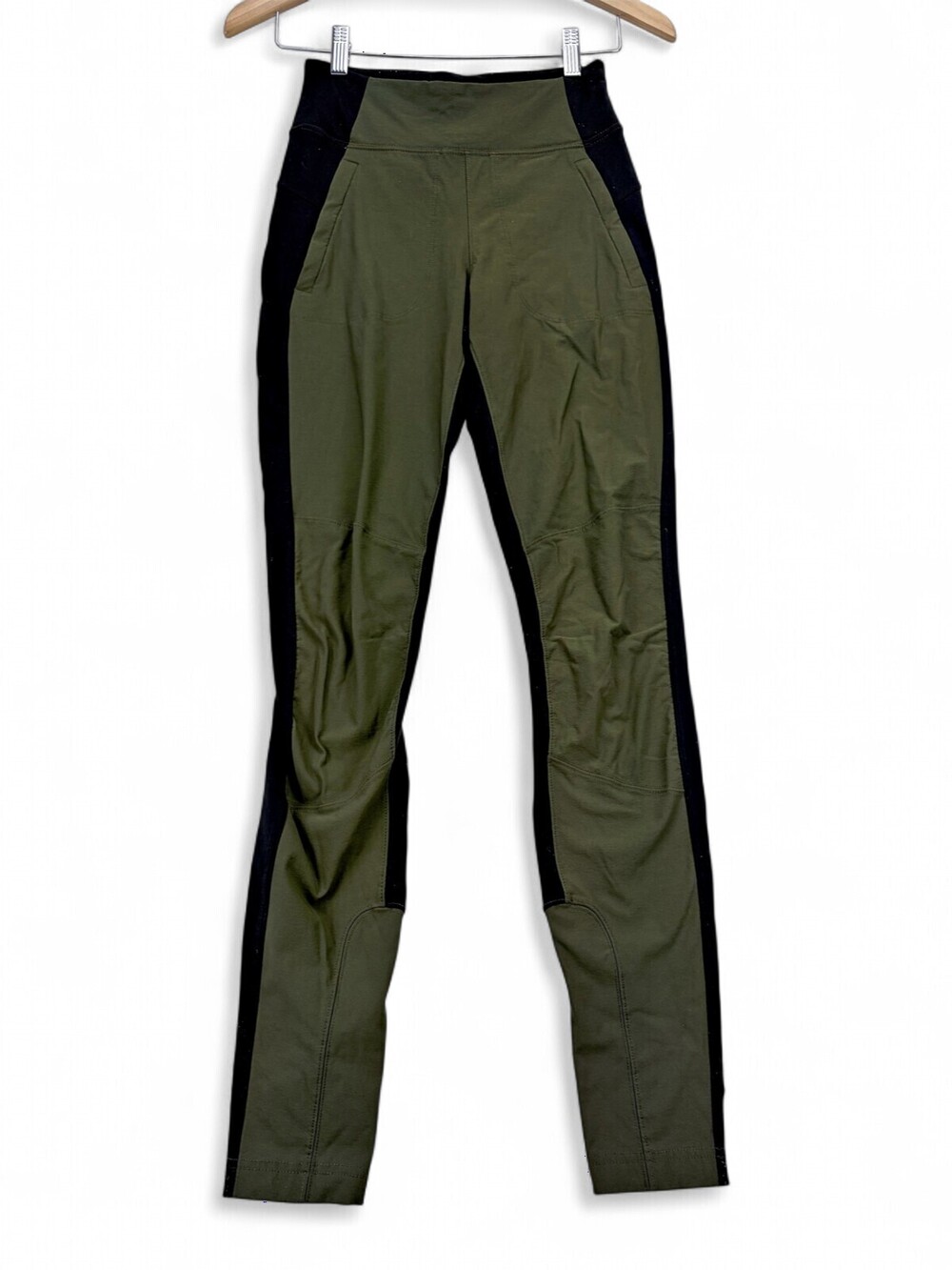 Athleta Colorblock Tall Leggings Olive/Black Size 4T